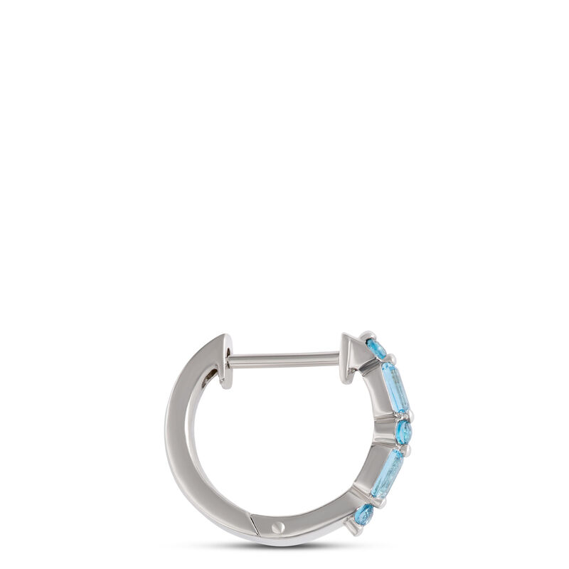Blue Topaz Huggie Hoop Earrings 14K image number 1