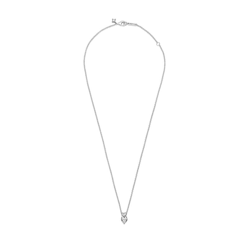 Pandora Double Heart Pendant Sparkling Collier Necklace