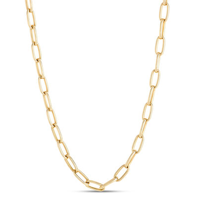 Toscano Classic Oval Link Necklace with Open Circle Center, 14K Yellow Gold