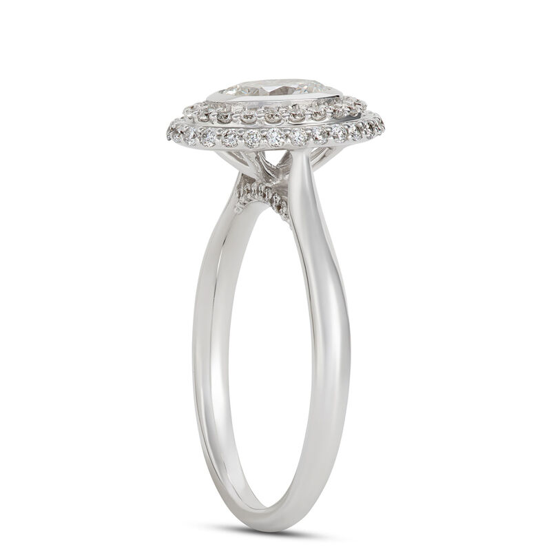 Oval Diamond Engagement Ring with Double Halo, 14K White Gold image number 1