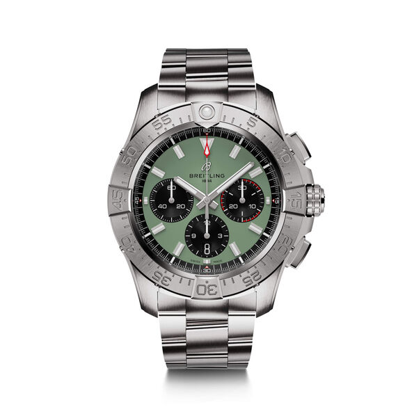 Breitling Avenger B01 Chronograph Watch Green Dial Steel Bracelet, 44mm