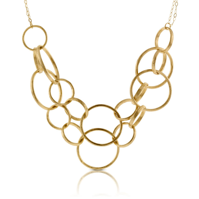 Toscano Interlocking Rings Bib Necklace 14K, 18" image number 1