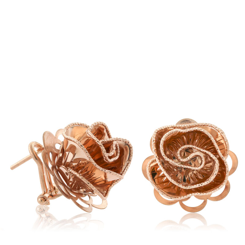 Rose Gold Toscano Floral Ruffle Earrings 18K image number 0