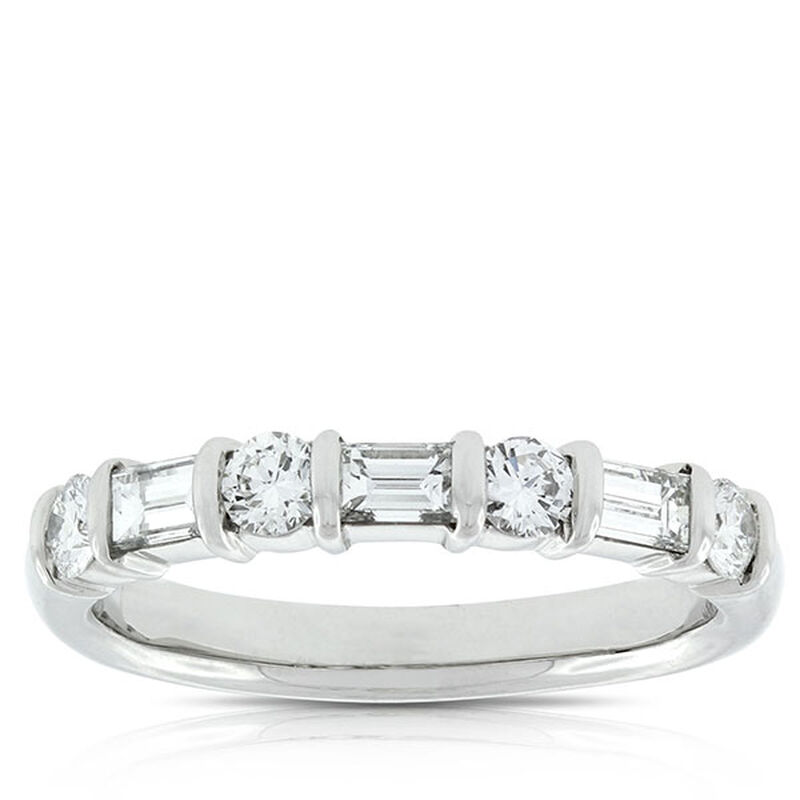 Baguette & Round Diamond Ring in Platinum, 3/4 ctw. image number 5