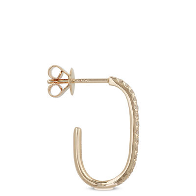 Oval Diamond Hoop Earrings, 14K Yellow Gold