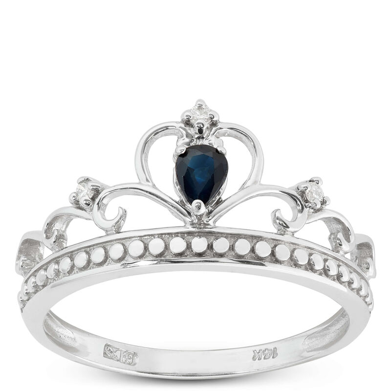 Sapphire & Diamond Crown Ring 14K image number 0