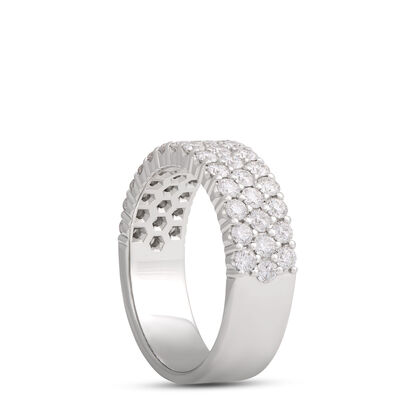 Three-Row Platinum Band With Channel Set Round Diamonds