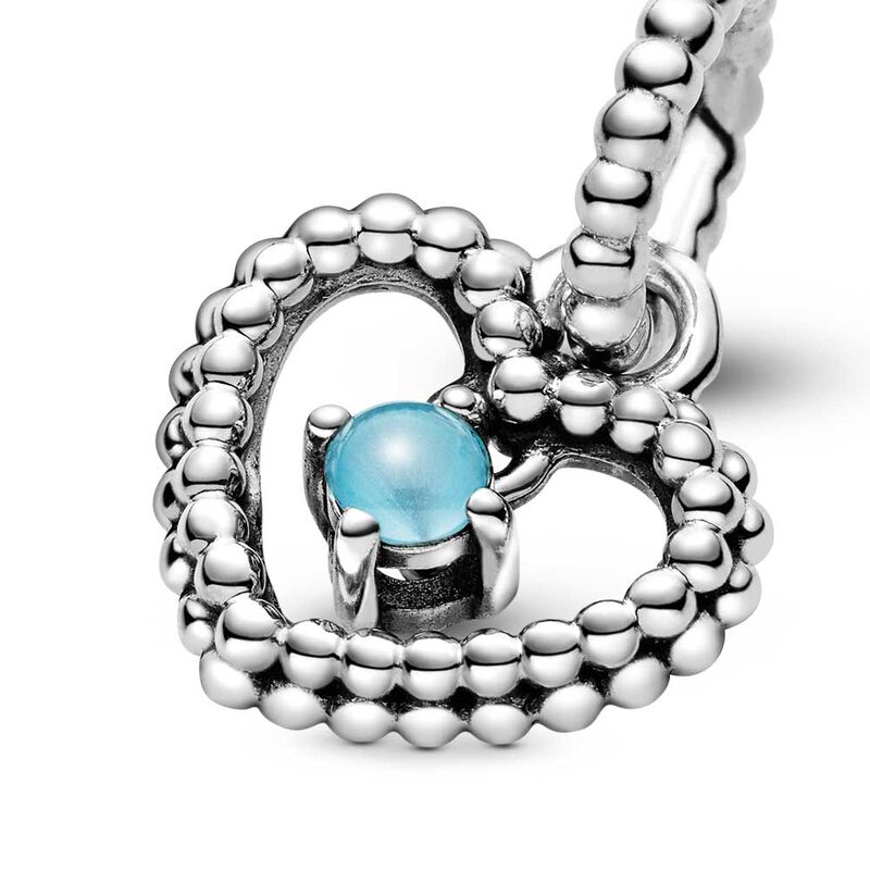 Pandora Sky Blue Crystal Beaded Heart Dangle Charm image number 3