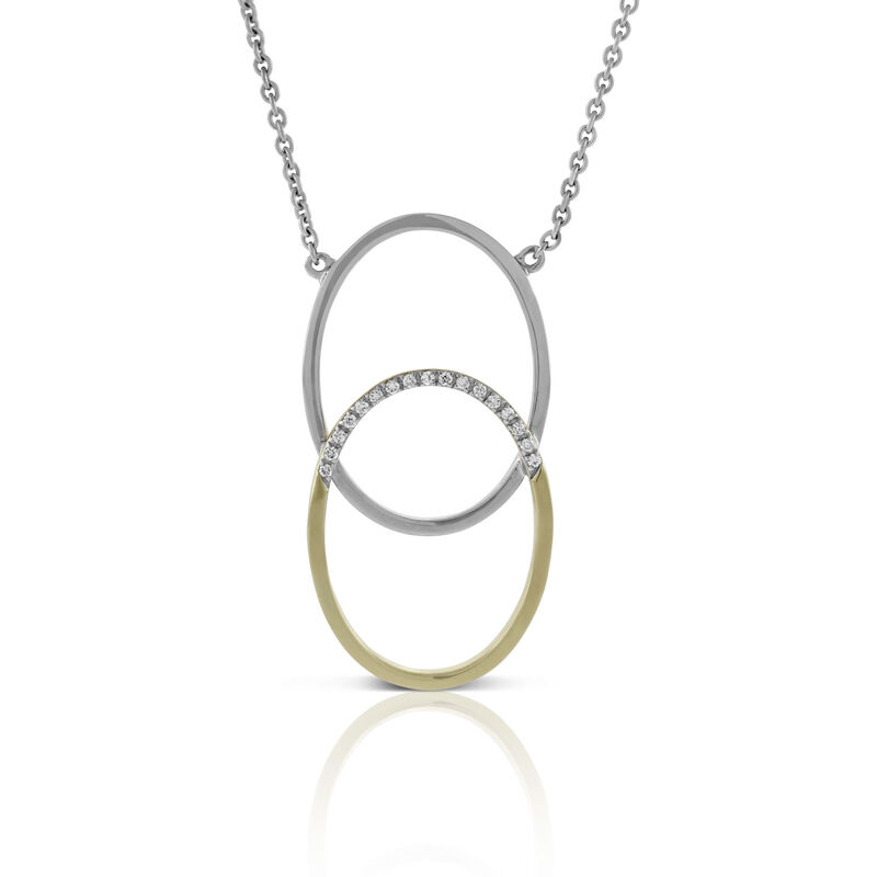 Interlocking Ovals Diamond Necklace 14K image number 0