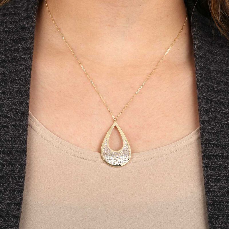 Mother of Pearl Cutout Pendant 14K image number 1