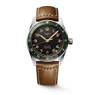 Longines Spirit Zulu Time Black Dial Watch, 39mm