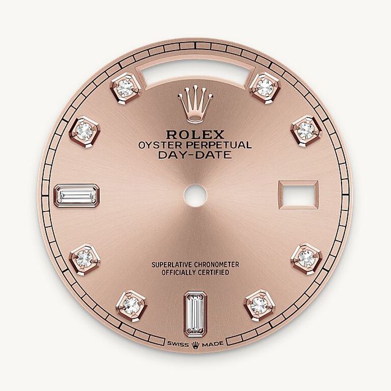 rolex day-date in 18 ct everose gold, m128235-0009 - ros&eacute;-colour dial - ben bridge