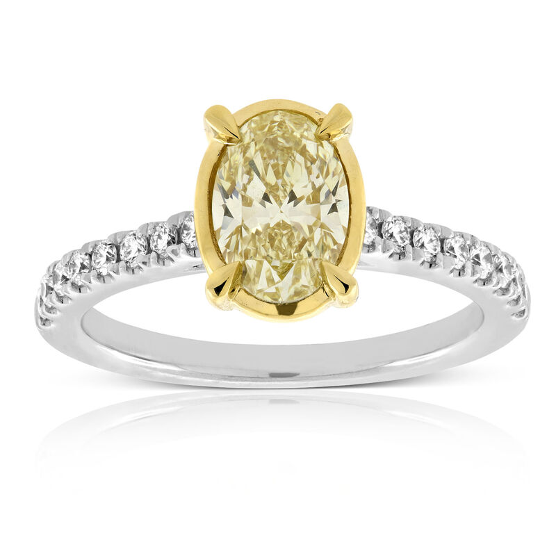 Yellow & White Diamond Engagement / Fashion Ring 18K image number 0