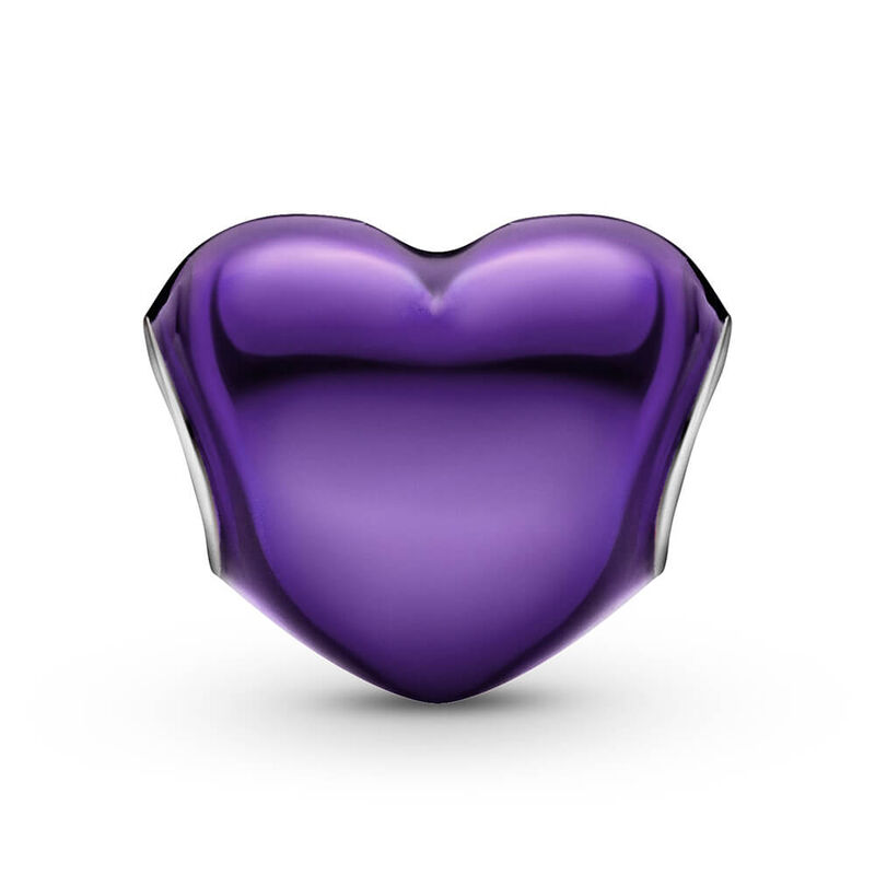 Pandora Metallic Purple Heart Enamel Charm image number 1
