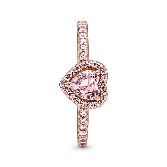 Pandora Sparkling Elevated Pink Crystal Heart & CZ Ring 188421C0448