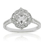 Princess Cut Halo Diamond Engagement Ring 14K