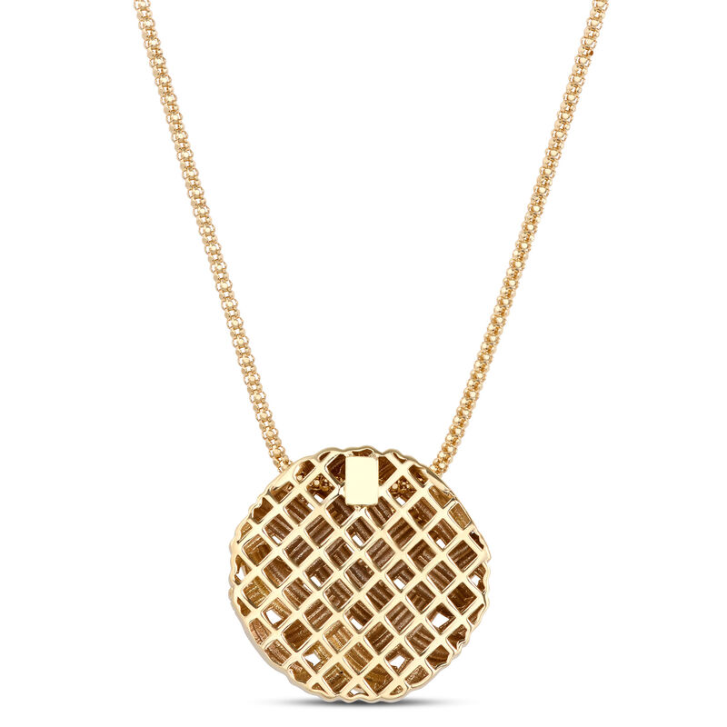Toscano Round Basket Weave Pendant Necklace, 14K Yellow Gold image number 2
