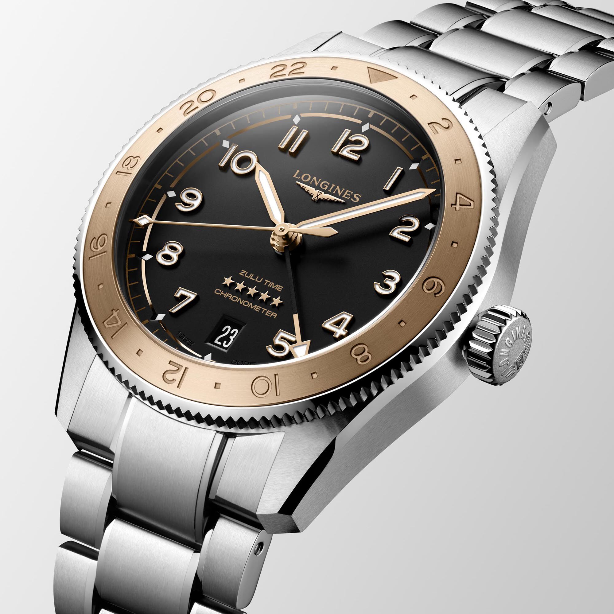 Longines Spirit Zulu Time 1925 Black Dial Watch, 39mm