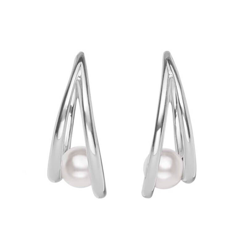 Mikimoto Akoya Cultured Pearl Double Hoop Earrings 18K image number 0