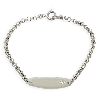 PERSONALIZED STERLING SILVER BABY HEART ID BRACELET CUSTOM ENGRAVED 