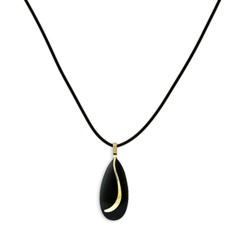 Onyx Pendant, Rubber Cord & 14K image number 1
