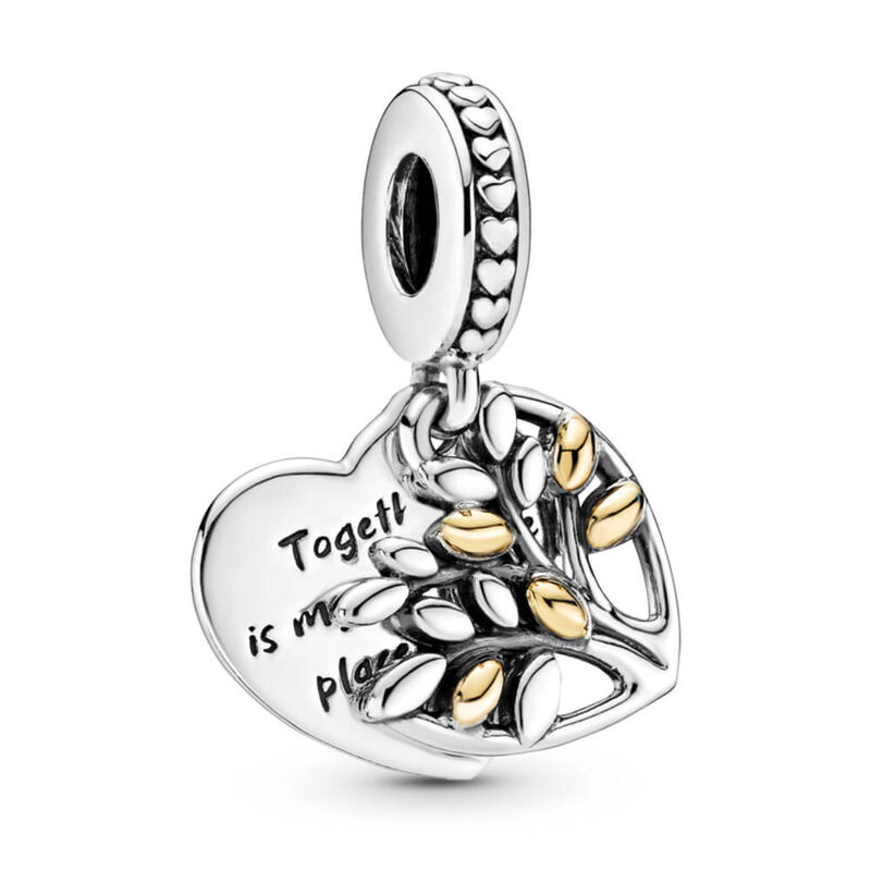 Pandora Two-tone Family Tree Heart Dangle Charm image number 1
