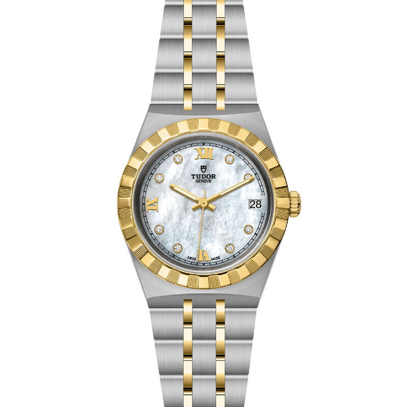 TUDOR Royal Watch Steel Case Gem Set White Dial Steel And Gold Bracelet, 34mm image number 1