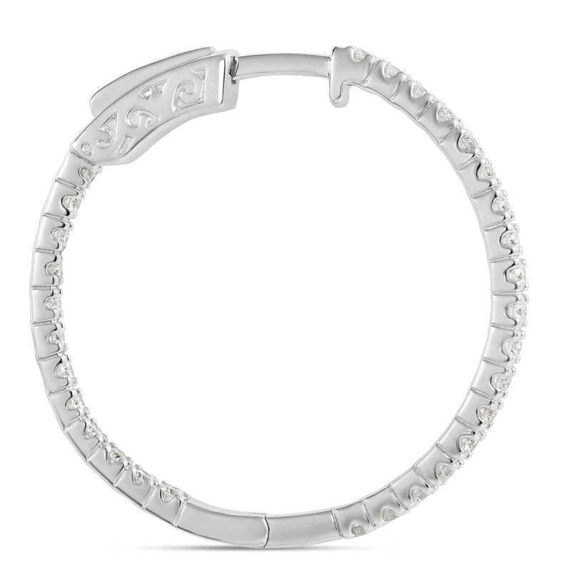 Inside-Outside Diamond Hoop Earrings, 14K White Gold image number 1
