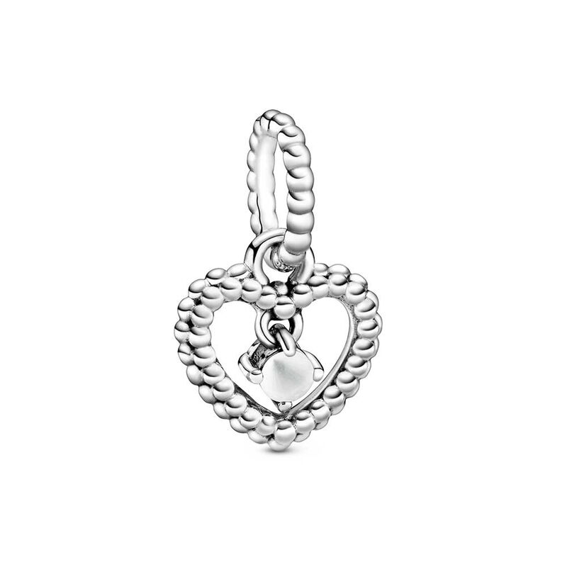 Pandora Milky White Crystal Beaded Heart Dangle Charm image number 0