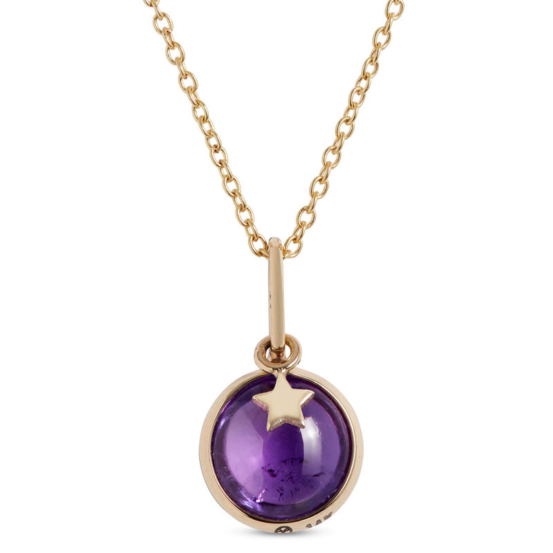 Lisa Bridge Round Amethyst Pendant Necklace with Star Overlay, 14K Yellow Gold image number 0