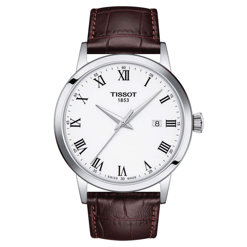 Tissot Classic Dream White Dial Leather Quartz Watch, 42mm image number 0