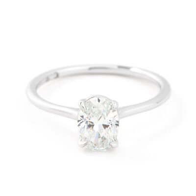 Bella Ponte Oval Solitaire Diamond Engagement Ring, 14K White Gold