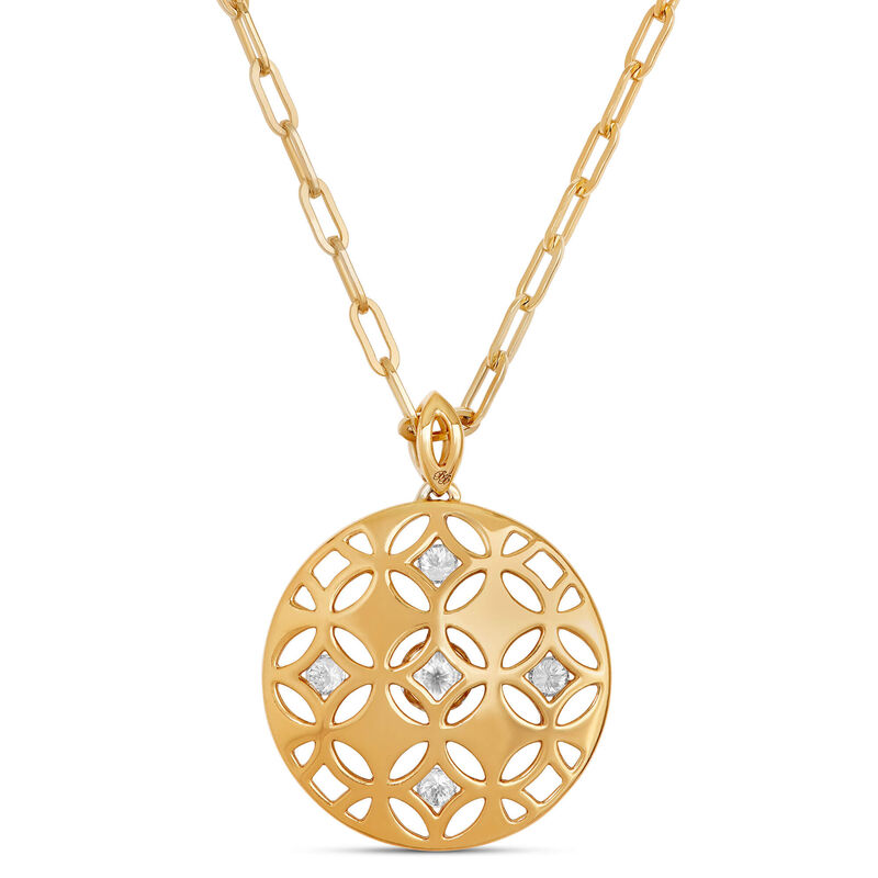 Ben Bridge Signature Diamond Pendant Necklace on Paperclip Chain, 18K Yellow Gold image number 1