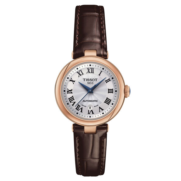 Tissot Bellissima Auto White Leather Gold PVD Auto Watch, 29mm