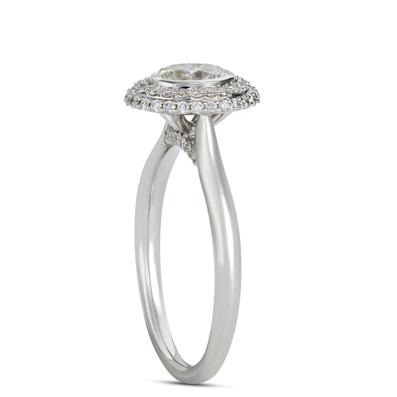 Oval Diamond Engagement Ring with Double Halo, 14K White Gold image number 1