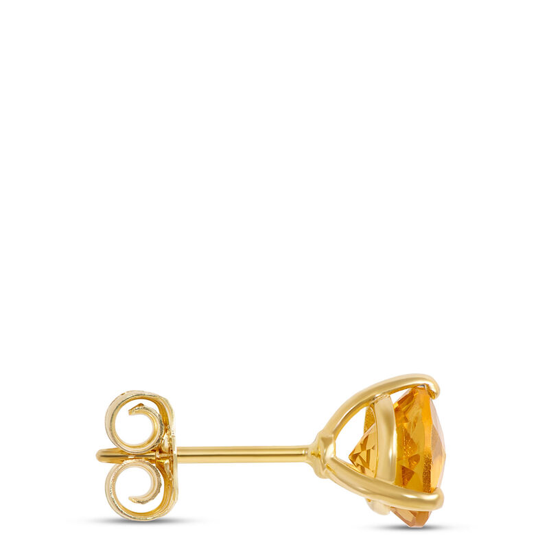 Classic Round Citrine Studs, 14K Yellow Gold image number 1