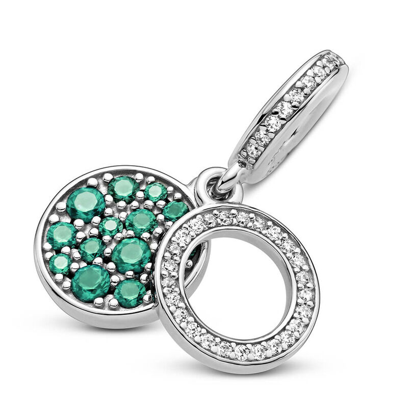 Pandora Sparkling Green Disc Crystal & CZ Double Dangle Charm image number 3