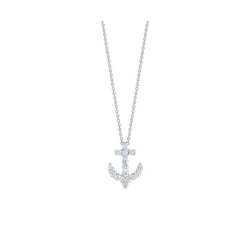 Roberto Coin Tiny Treasures Diamond Anchor Necklace, 18K White Gold image number 0