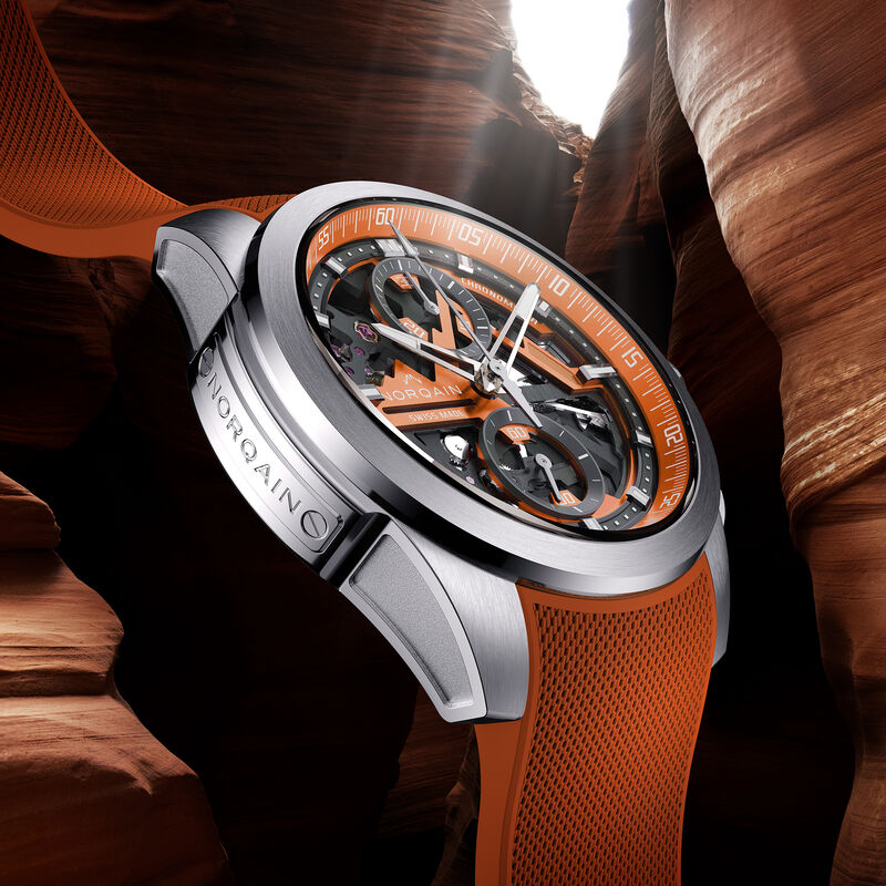 NORQAIN Independence Skeleton Orange Dial Watch, 42mm image number 1