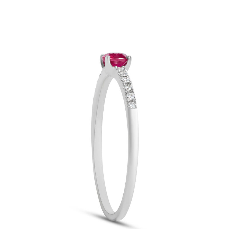 Round Ruby and Diamond Ring, 14K White Gold image number 1