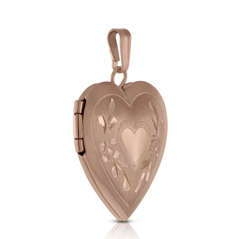 Rose Gold Hand Engraved Heart Locket 14K image number 2