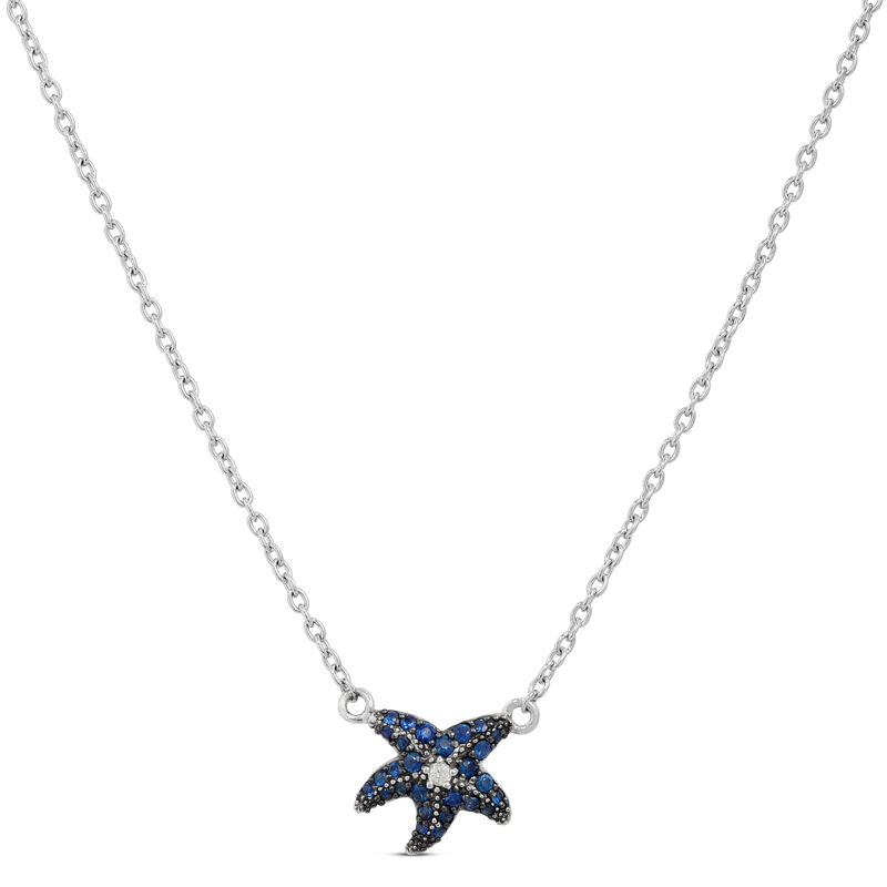 Lisa Bridge Sapphire & White Topaz Starfish Necklace image number 1