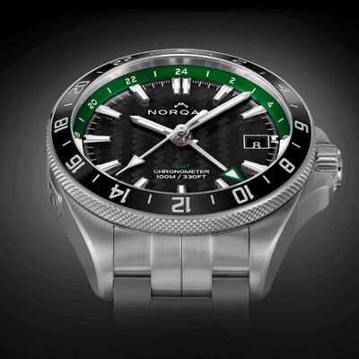 NORQAIN Adventure Neverest GMT Black Dial Watch, 41mm