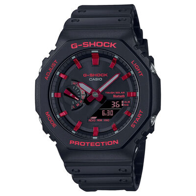 G-Shock 2100 Series Watch Black Dial with Red Accents, 48.5mm