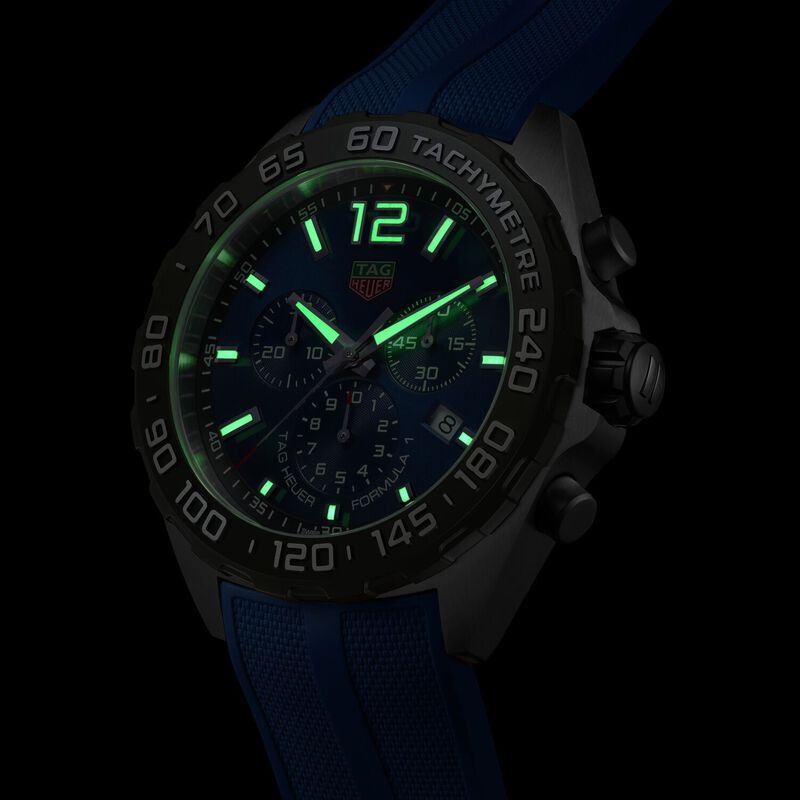 TAG Heuer Formula 1 Chronograph Blue Dial Blue Rubber Strap, 43mm image number 7