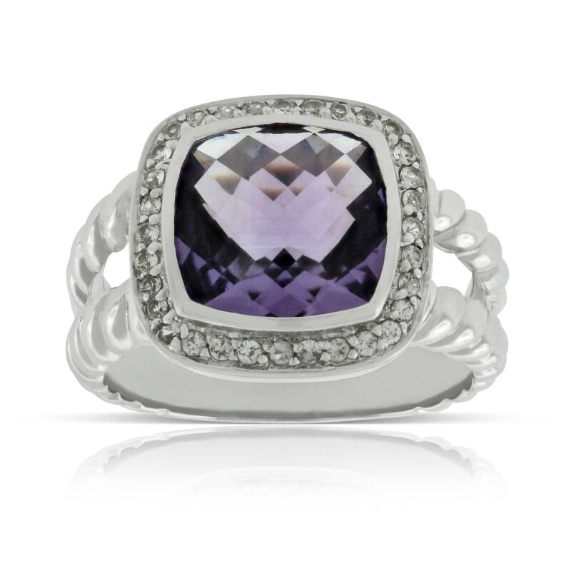 Amethyst & White Sapphire Ring 14K image number 0