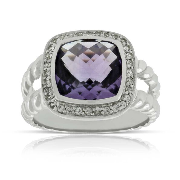 Amethyst & White Sapphire Ring 14K