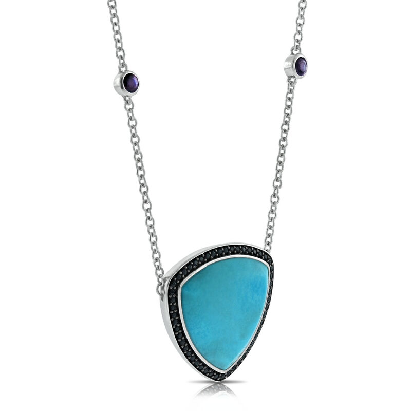 Lisa Bridge Turquoise & Black Sapphire Necklace image number 1