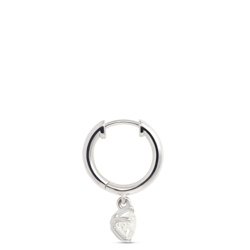 Huggie Hoops With Diamond Drops, 18K White Gold image number 1