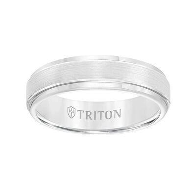 TRITON Contemporary Comfort Fit Satin Finish Band in White Tungsten, 6 mm&nbsp;